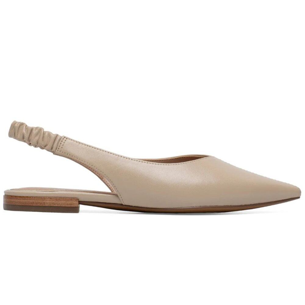 Paolo Nude Pointed-Toe Elastic Slingback Flats